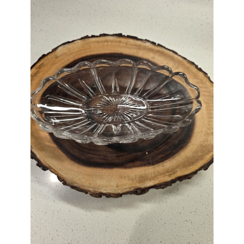 Vintage Clear Glass Relish/Candy Dish Scalloped Edges